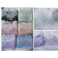 Border Lace Crystal tinggi 16cm,border lace cantik Trimming Lace Border Lace Corded Ready Stock