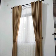 Gorden Jendela Pintu Rumah Minimalis Kain Polos Blackout Import Serat Safron Abu Muda Abu Tua Coklat