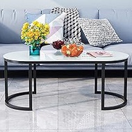 JKGHK Oval Coffee Table,Tempered Glass End Table,Modern Accent Sofa Side End Table,Sturdy Metal Fram