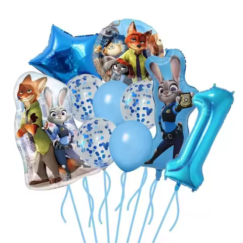 Zootopia Judy Nick Disney Aluminum Foil Balloon Number 1-9 Set Birthday Party Decoration Baby Shower
