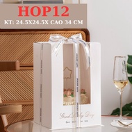 Square Bottom Birthday Cake Gift Box 25x25X34 CM 3 Tiers Cake Decoration Accessories - HOP12