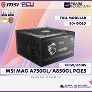 MSI MAG A750GL | A850GL ATX 3.0 PCIe 5.0 750W | 850W 80+ GOLD FULL MODULAR POWER SUPPLY UNIT