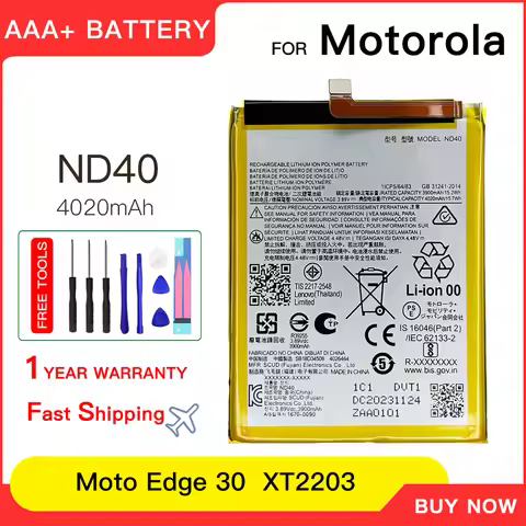 100% genuine ND40 4000mAh Battery For Motorola Moto Edge 30 XT2203 edge30 Mobile Phone Replacement B