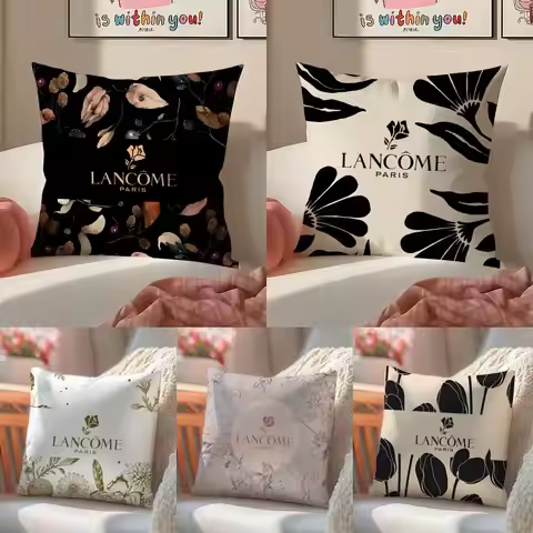Fashion Pattern L-L-Lancome Cushion Cover Pillowcase Short Plush Invisible zipper Room Sofa Cushion 