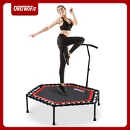 🇸🇬 OneTwoFit 53inches(1.36M) Silent Trampoline with Adjustable Handle Bar for adult Fitness Bungee Rebounder Exercise Jumping Cardio Trainer Workout Gym Home Strength Training Supports to 330Lbs/150KG OT064/088