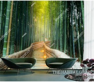 wallpaper stiker dinding 3D pohon bambu hijau Wallpaper pemandangan 3D