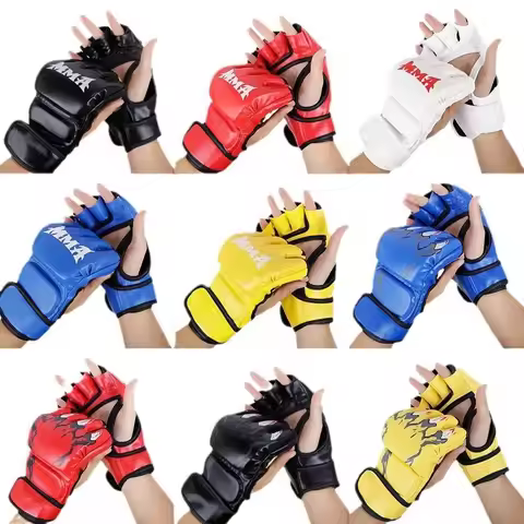 Boxing Training Gloves Half Finger Leather Cushion for Adult Sanda Boxing UFC Training Sandbag Knuck