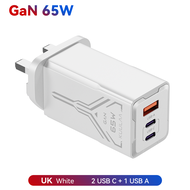 UULAA 65W GaN 2Ports Charge A+C iPhone 16 USB C Fast Charger UK GaN Dual 3 Ports Charger Fast Adapte