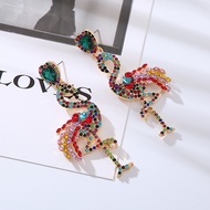 Exaggerated Earrings Animal Series Rhinestone Flamingo Earrings Female Long Earrings Exaggerated Uni
