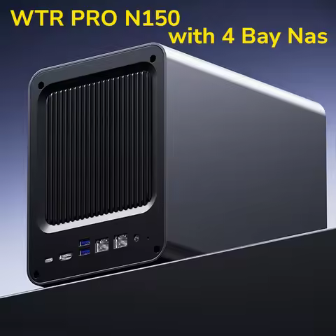 WTR PRO N150 Mini PC with 4 Bay Nas Desktop DIY PC DDR4 supports 2.5/3.5" HDD*4 M.2 2280 NVMe Intel 