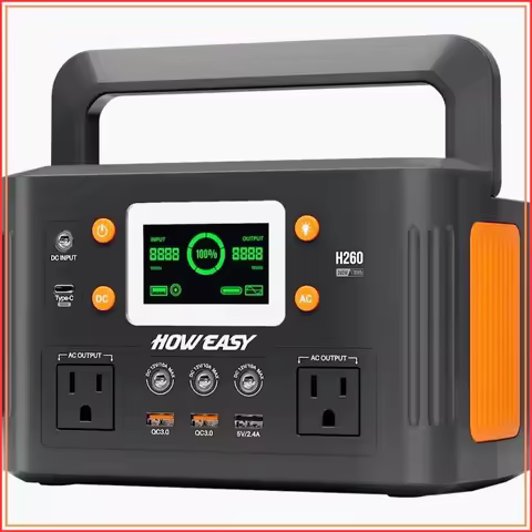 260W Portable Power Station, 500W Peak Solar Generator, 65W PD, 110V AC, 48000mAh Backup Battery for