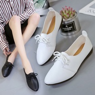 Ready stock small white shoes women's lace-up flat casual shoes 33 small size women's shoes 34 small