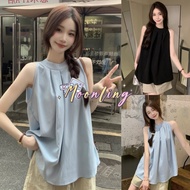 Moonling Sleeveless Shirt Wind Neck Comfortable To Wear Light And Bright Colored Fabric Easy Casual 