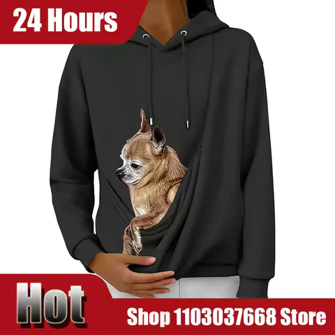 Women'S Hoodie Pet Bag Sports Shirt Pet Cat And Dog Pocket Holder Top Woman Clothing Tops For Woman 