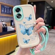 Case For OPPO A58 4G A58 5G A58X 5G A78 5G A1X 5G A2X 5G Phone Blue Butterfly Silicone Shockproof St