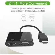 HDMI TO HDMI+VGA 適配器帶音頻兼容 Windows PC 和 Mac OS  qqsckp HDMI TO HDMI+VGA Adapter with Audio Compatible