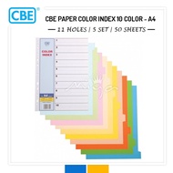 CBE PAPER COLOR INDEX DIVIDER 10 COLOR - A4 - 11 HOLES - 5 SET (50 SHEETS)
