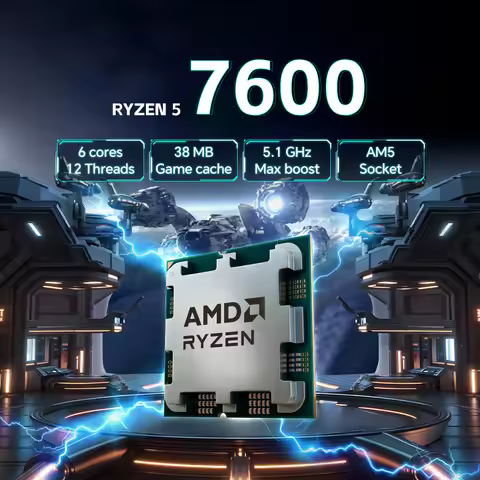 AMD Ryzen 5 7600 6-Core 12-Thread New Socket AM4 DDR5 CPU Integrated Graphics RDNA2 2CU R5 7600 but 