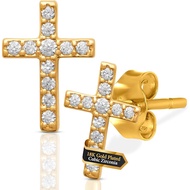 Cross Stud Earrings in .925 Sterling Silver Plated Rhodium and in 18K Gold Plated I Religious all Ea