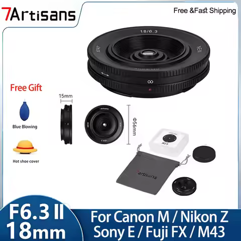7artisans 18mm F6.3 II APS-C Ultra-thin Pancake Prime Lens for Sony A6400 A7III Fujifilm FX Nikon Z 