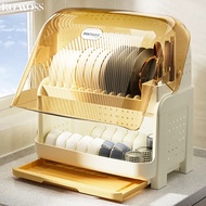 ROMO Dish Drainer Prevents Cockroaches With Door Kitchen And Bowl Rack PP+PVC Material