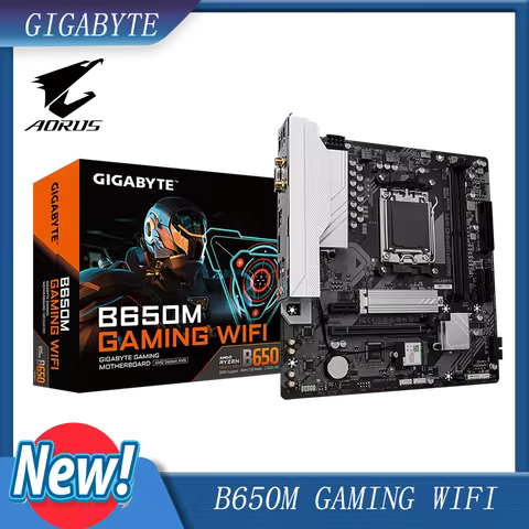 GIGABYTE B650M Gaming Plus WiFi AM5 LGA 1718 AMD B650 M-ATX, DDR5, PCIe 4.0 M.2, PCIe 4.0, USB 3.2 G