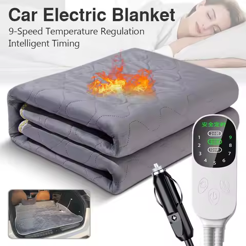 12V Car Electric Blanket 9 Heating Level Heated Travel Blanket for Car Outdoor Traveling Camping Pad