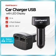 Taffware Car Charger LED Display Dual USB Cigarette Plug 3.1A - EC2