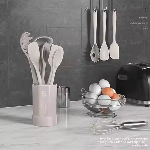 1set Kitchen utensil set , nonstick cookware set silicone cookware set , heat resistant 392 °F dishw