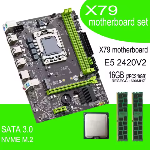 Qiyida X79 Motherboard set E5 2420V2 2*8GB=16GB DDR3 memory combo kit set NVME SATA 3.0 M ATX Server