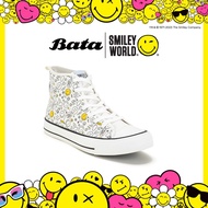 Bata บาจา by North Star SMILEY รองเท้าผ้าใบสนีคเกอร์หุ้มข้อ แบบผูกเชือก ดีไซน์เก๋ แฟชั่นสดใส สำหรับเด็กผู้หญิง สีขาว 3091673