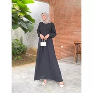 Midi Dress Muslim Terbaru Aquila Dres Baju Gamis Remaja Korean Style