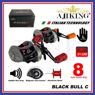 BC Ajiking Black Bull C Baitcasting Casting Fishing Reel Mesin Pancing (Max Drag 8kg) Left Handle