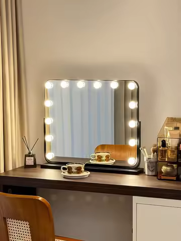 Lighted Vanity Mirror, LED Makeup Mirror with Lights, Hollywood Mirror for Tabletop Dressing