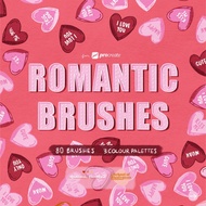 [P392] Romantic Brushes for Procreate | Love Washi Tape Heart String Doodle | Procreate Brushes
