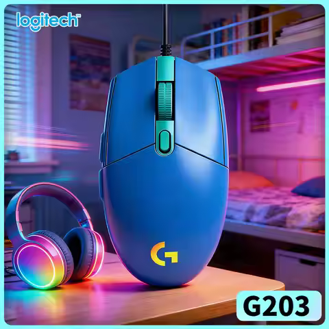 Logitech G203 Prodigy Wired Gaming Mouse 8000 DPI RGB Lighting 6 Buttons On-Board Memory 1ms Respons