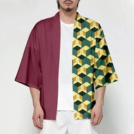 Anime Japanese samurai Tanjiro kimono men and women cardigan Haori Obi Asian cosplay costume Haori T