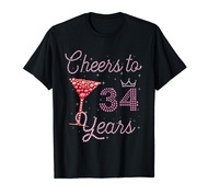 Cheers To 34 Years 34th Birthday 34 Years Old Bday T-Shirt