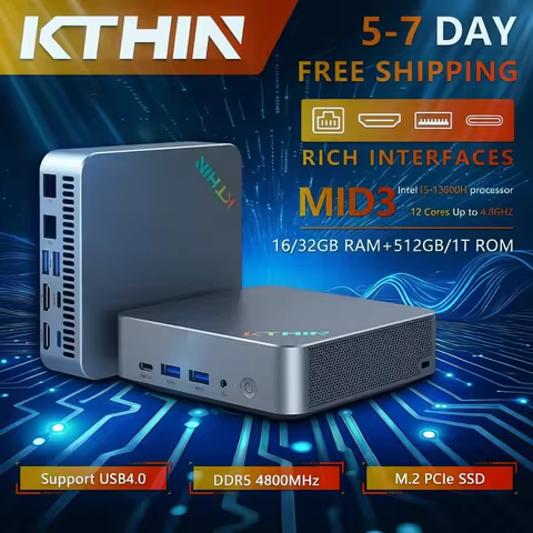 KTHIN MID3 Mini PC i5 1340P 13600H WIFI6 BT5.2 Mini Computer DDR5 16GB RAM 512GB ROM 2.5G LAN USB4.0
