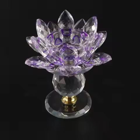 Hoom Decor Crystal Lotus Candle Holder 8 Colors Clear Lotus Flower Candlestick Glass Ornament Lotus 