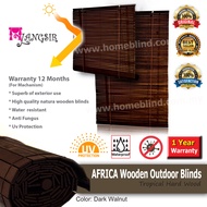 100% Tropical Hard Wood / Wooden Outdoor Blinds 7 Feet (Height)  / Dark Walnut