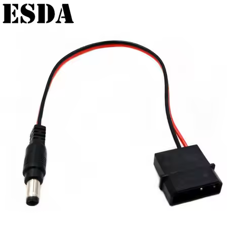 4Pin IDE Molex Male 12V to Dual DC 5.5x2.1mm Male Converter Adapter Power Supply Cable 18AWG wire 30