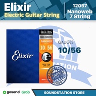 Elixir 12057 Nanoweb Light 7-String Electric Guitar Strings 10-56 | Original 0.10 Electric Guitar St