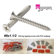 MYLANGSIR Curtain Rod Accessories / Flat top tapping screw with PVC wall plug x 30 sets Curtain Rod 