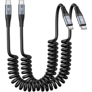 USB C to C Cable 3ft 2Pack Coiled USB C Charger Cable for Car Type C Fast Charging Cable for iPhone 