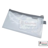 B6-209 B6 Mesh Pencil Case Mixed Colors Zipper Plastic Net Clear