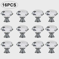 16Pcs Diamond Furniture Door Knobs Crystal Glass Pot Cover Handles Cabinet Pull Decorative for Dress
