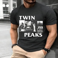 T-shirt Twin Peaks, warna arang, gaya retro, klasik, saiz S-4XL, baju grafik lengan pendek. Untuk le
