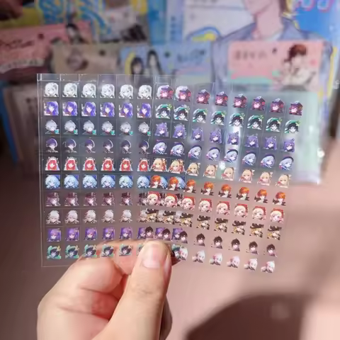 New 800Pcs/Lot Game Nail Sticker With Card Album Ganyu Hu Tao Morax Yae Miko Keqing Shenhe Xiao Yela