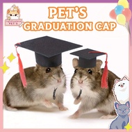 【JoyfulExcellence PET's 】 Hamster Doctor cap mini pet graduation cap small hat Red fringe Doctor cap Hamster cap pet school graduation wear with pet photo style